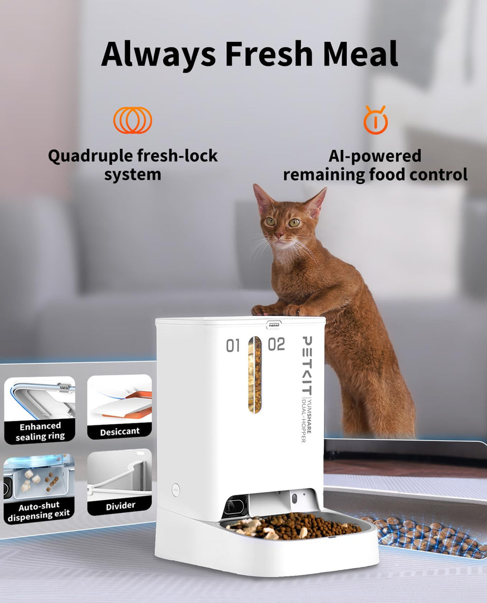 PETKIT mensaje de voz de hasta 20 segundos para recordar la comida