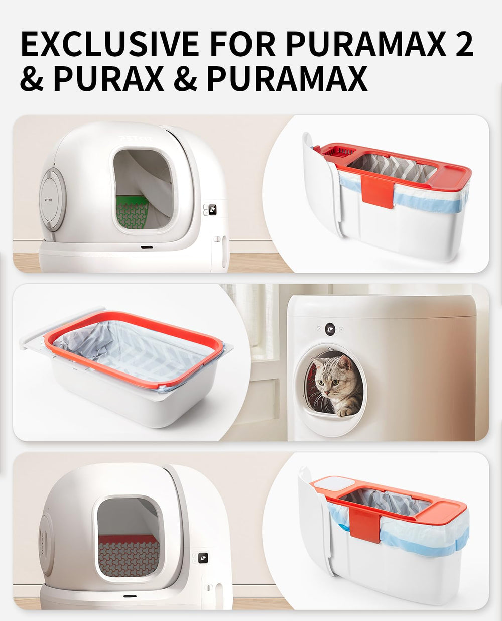 PETKIT PuraX/PuraMax bolsa con cordón para sellado seguro.