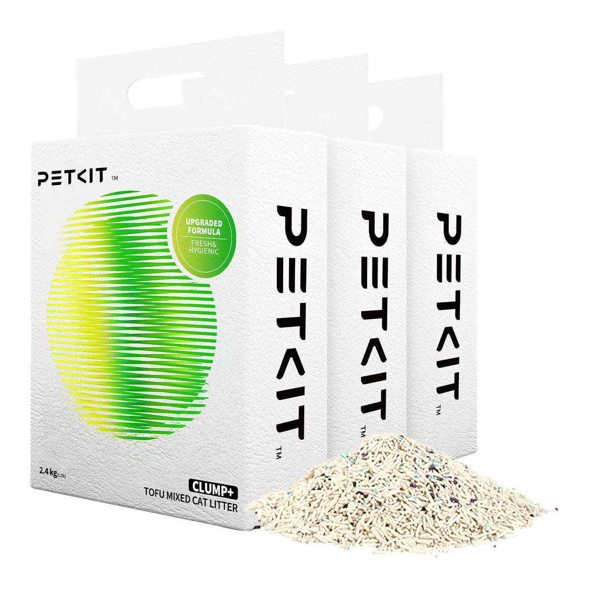 PETKIT Upgraded Clump+ tofu para gatos, empaque práctico y fácil de almacenar.