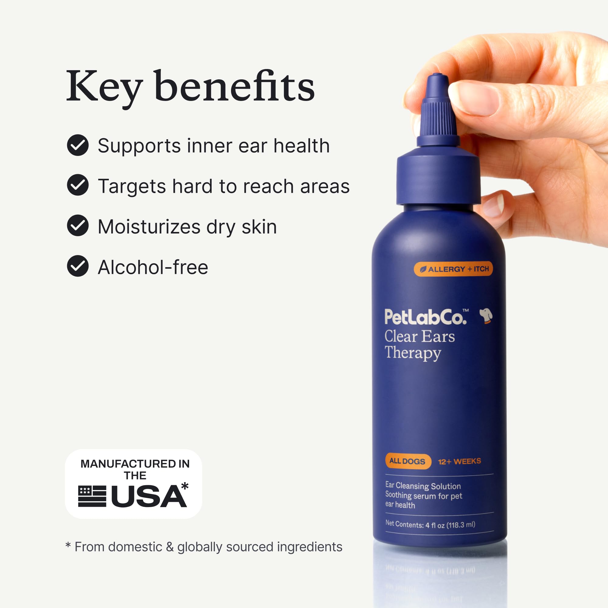 PetLab Co Clear Ears Therapy: fórmula sin alcohol para uso cómodo