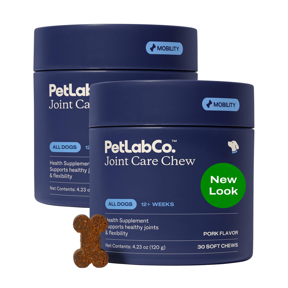 PetLab Co Joint Care Chews: frasco con gominolas para movilidad diaria.
