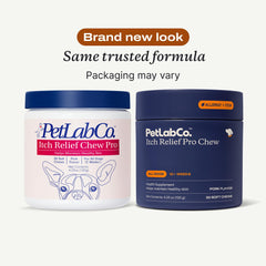 PetLab Co Itch Relief Chew Pro con aceite de anchova, omega-3 para piel saludable.