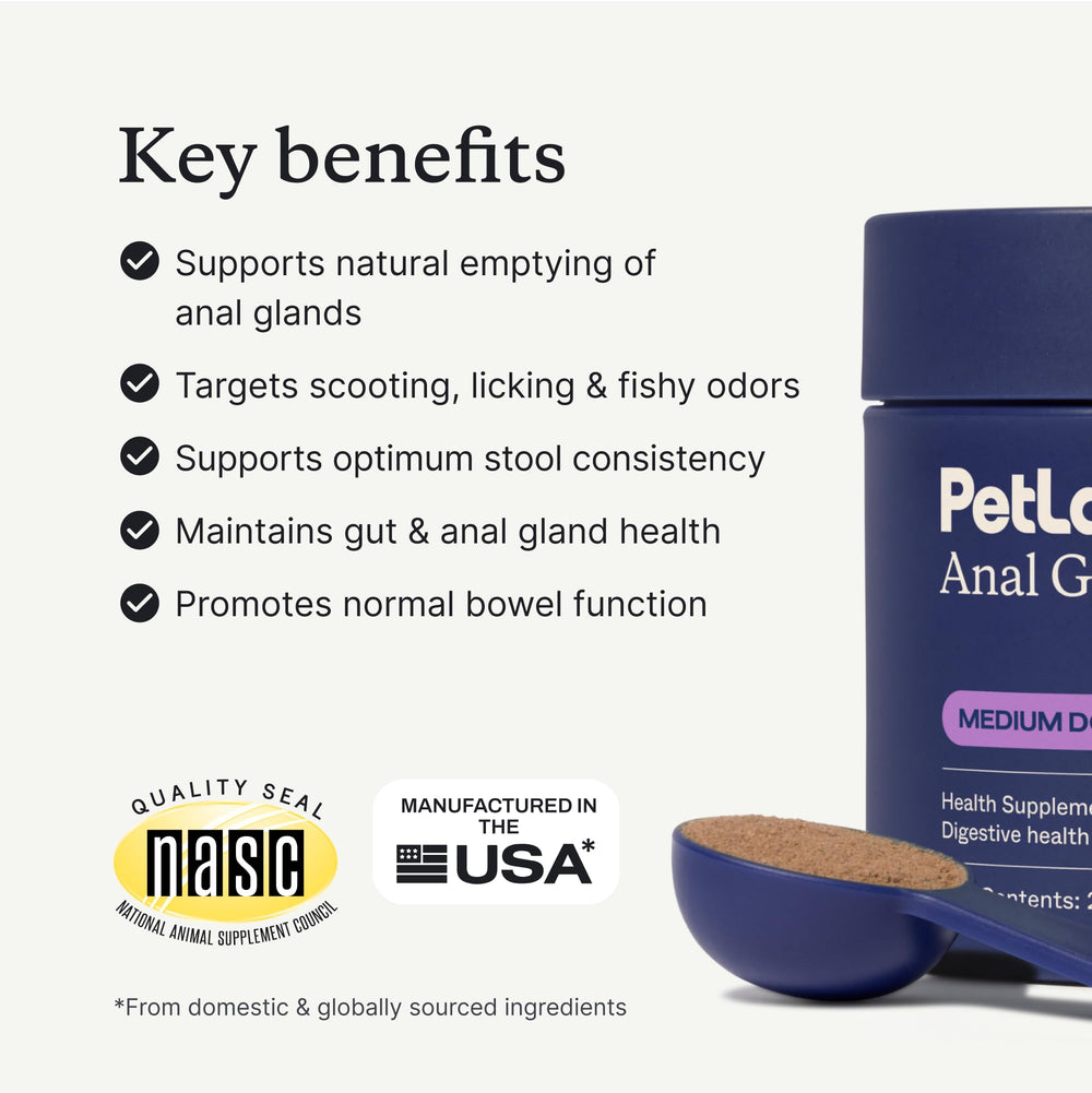 PetLab Co. Polvo con probióticos y prebióticos para salud digestiva.