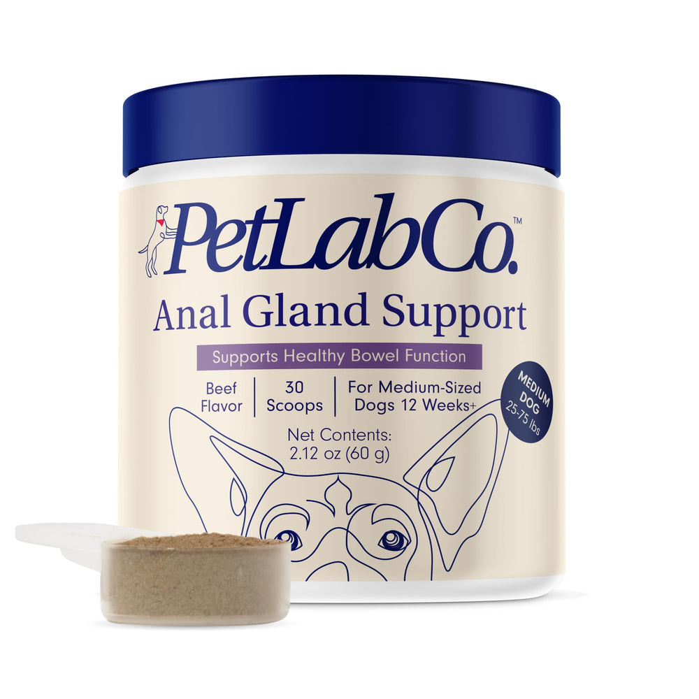 PetLab Co. Polvo de glándulas anal para perro mediano, apoyo diario.