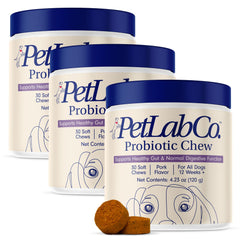 PetLab Co. probióticos para perros con empaque de tres para ahorro diario.