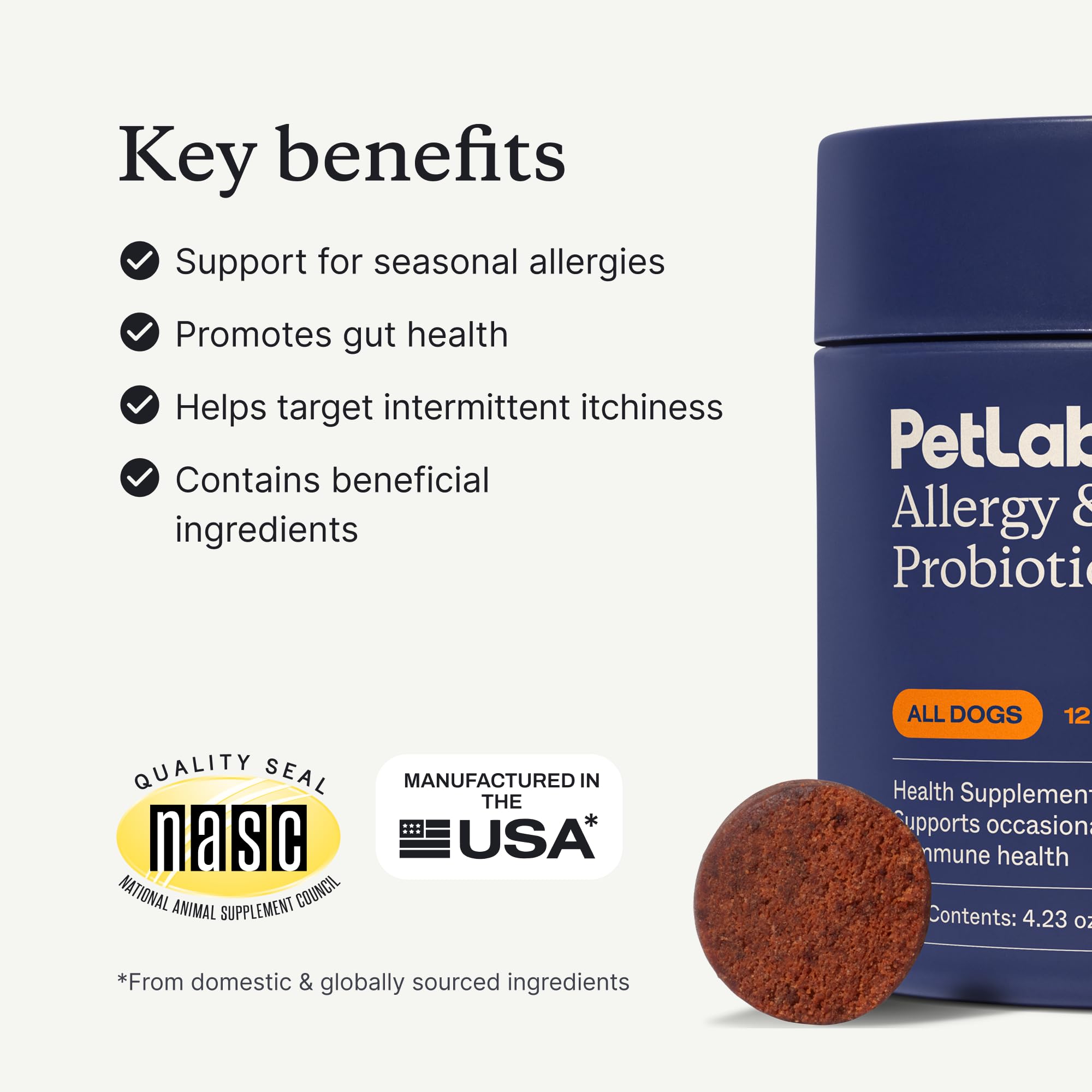 PetLab Co. Probioticos para perros con sabor a cerdo, forma agradable de complementar la dieta.