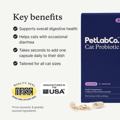 PetLab Co probióticos para gatos, dosis diaria, apoyo digestivo suave.