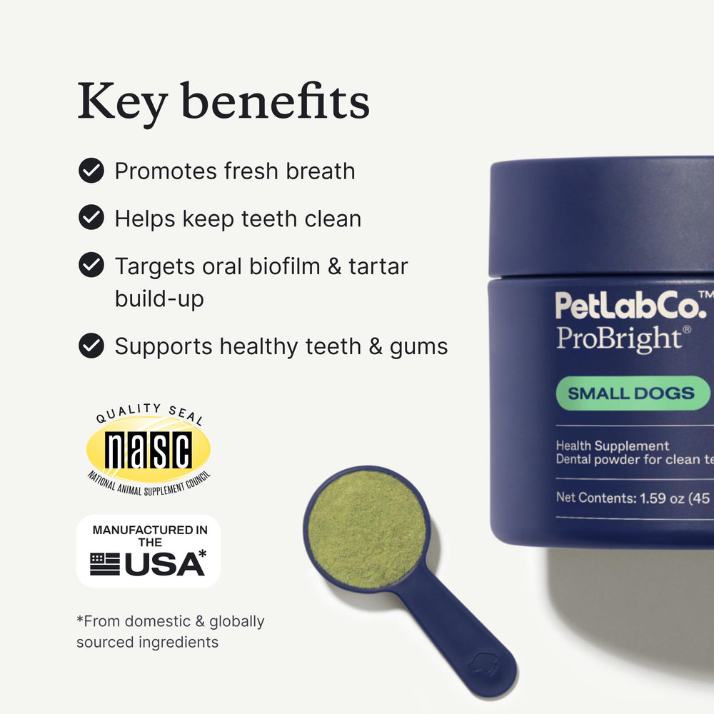 PetLab Co ProBright dientes más brillantes con limpieza sencilla diaria.