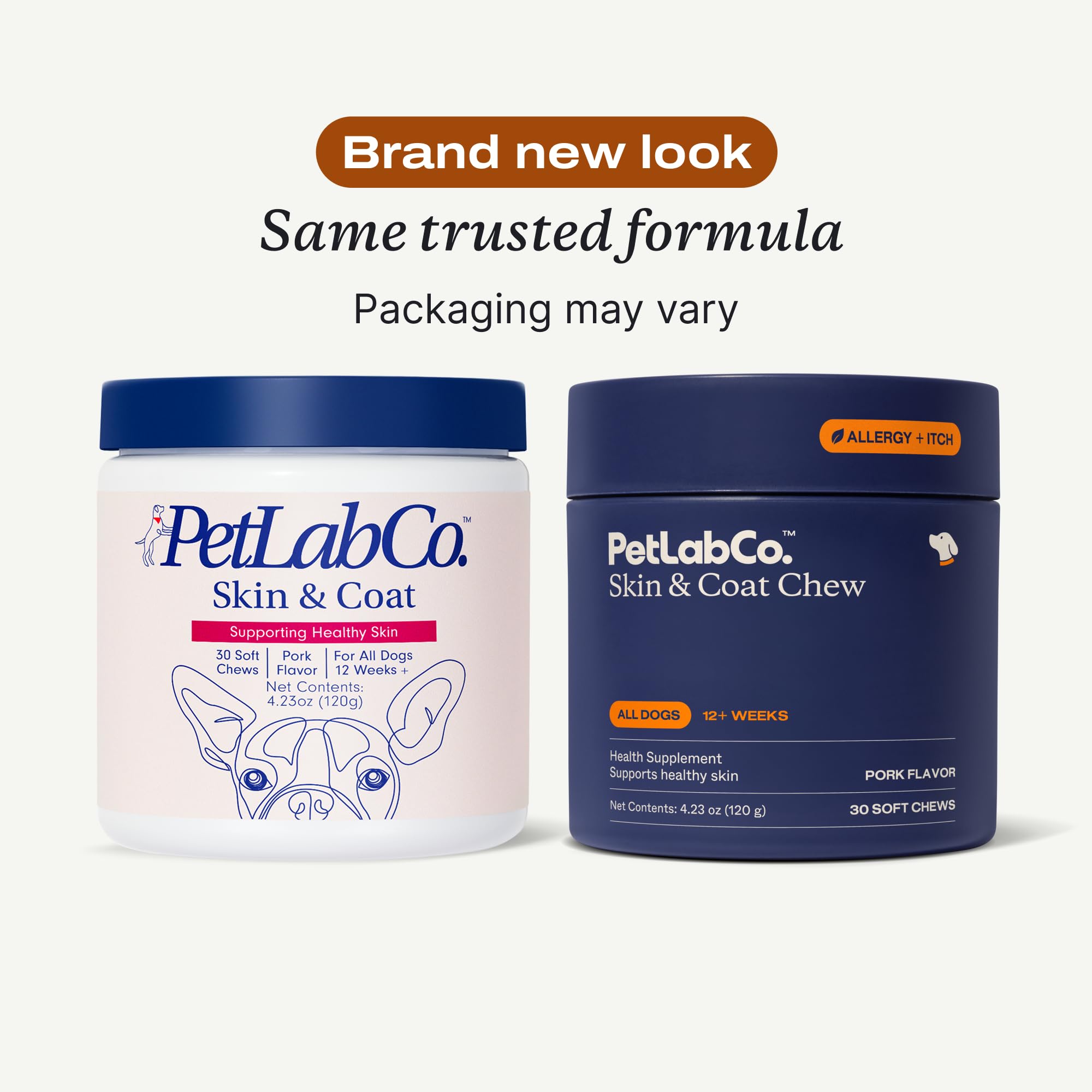 PetLab Co Skin & Coat Chew, perro masticando, sabor agradable para la rutina diaria