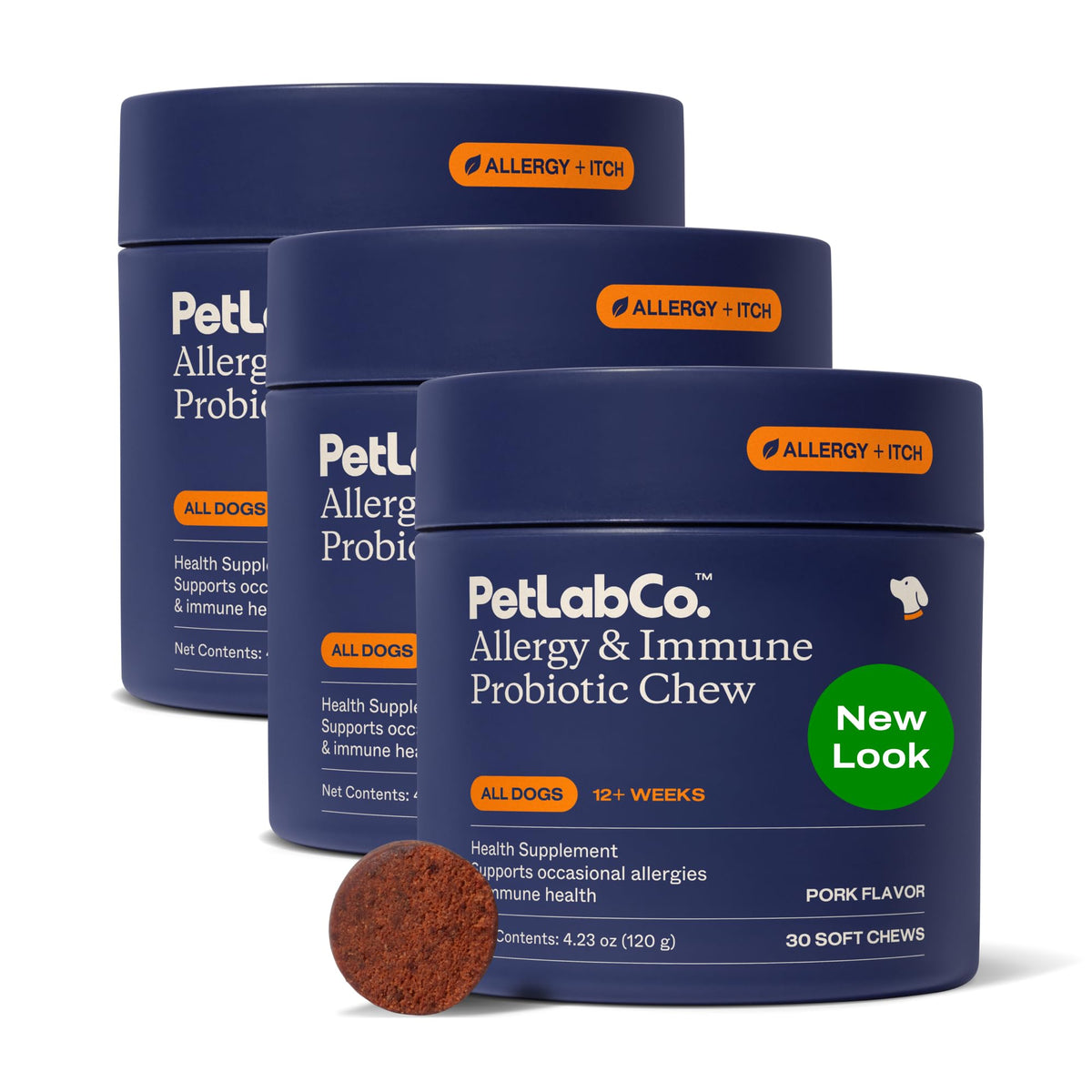 PetLab Co. probióticos para perros, botella, apoyo digestivo suave para la salud diaria.
