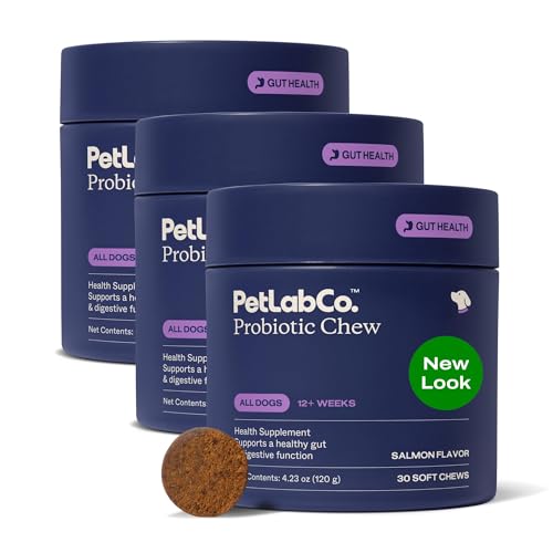 PetLab Co Probióticos para perros, envase sabor salmón, apoyo al equilibrio intestinal.