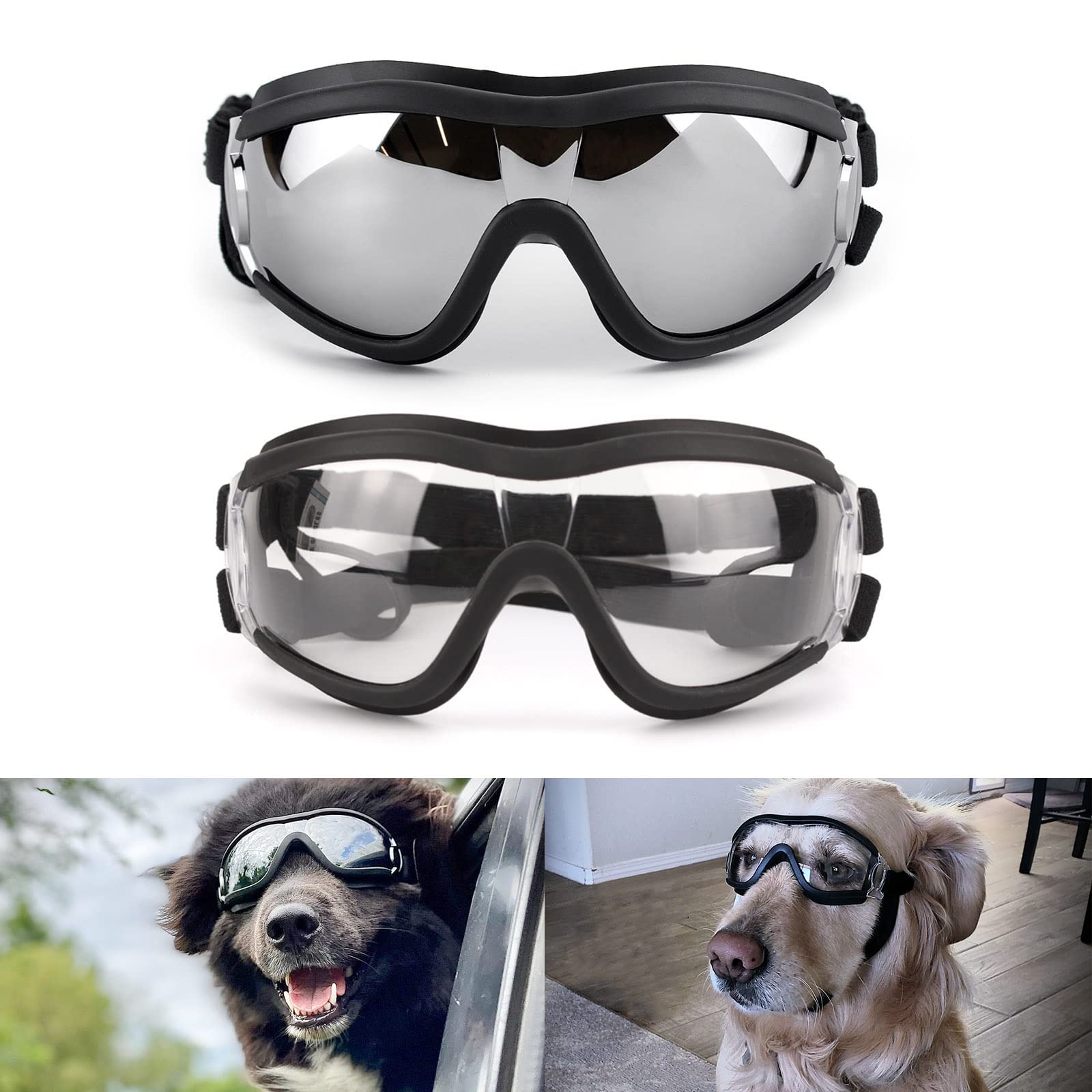 PETLESO gafas para perro negro con protección UV400 para paseos al aire libre