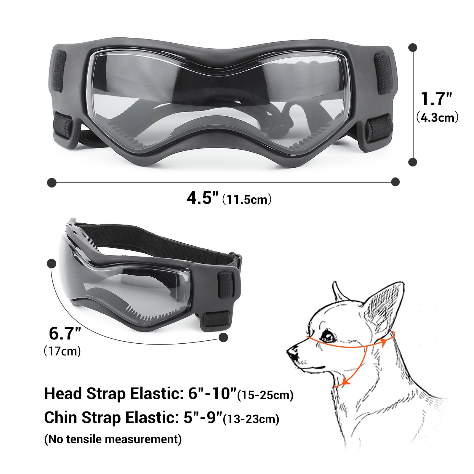 Gafas PETLESO con talla S para perros pequeños durante viajes.