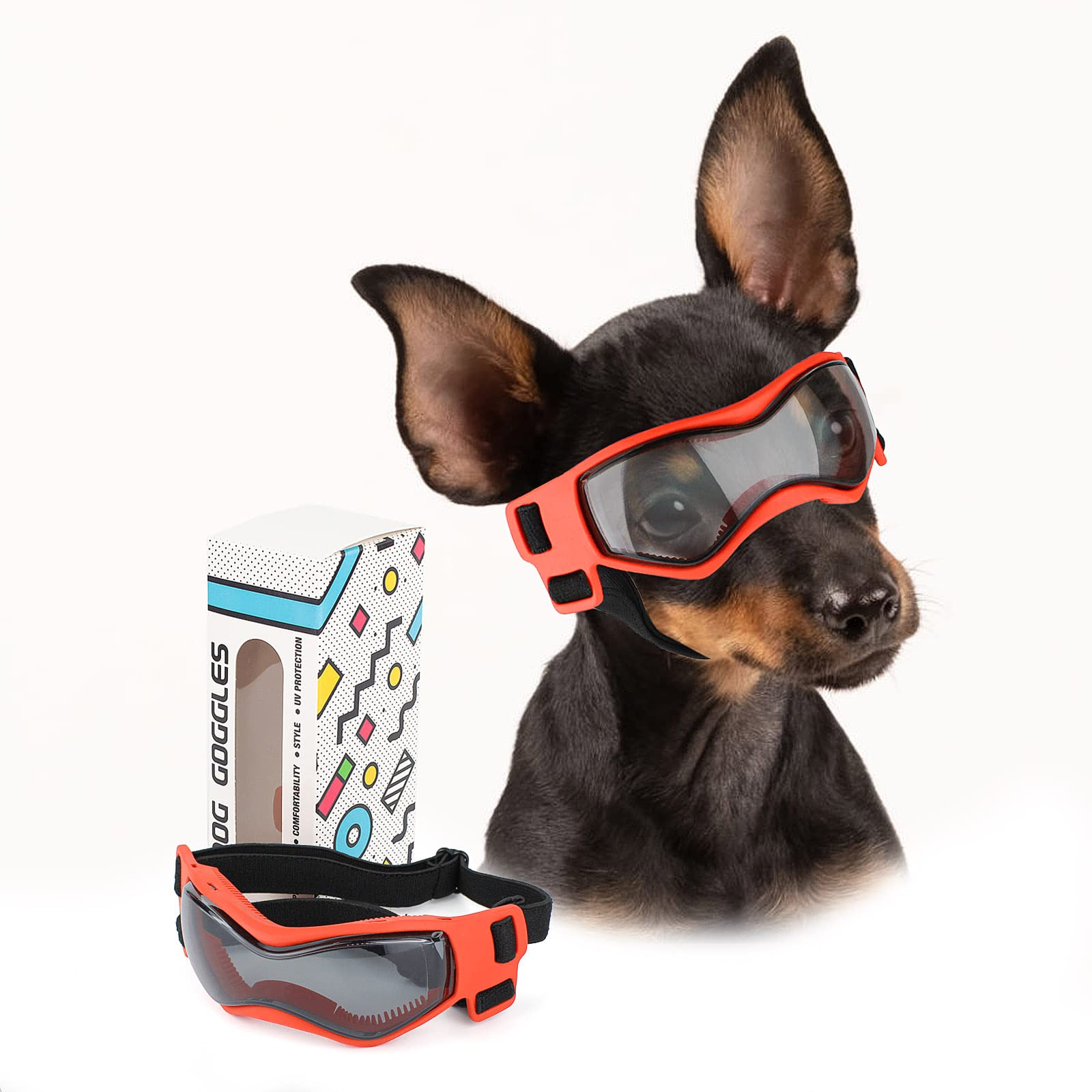 Gafas PETLESO para perro pequeño con lentes curvados para buena cobertura