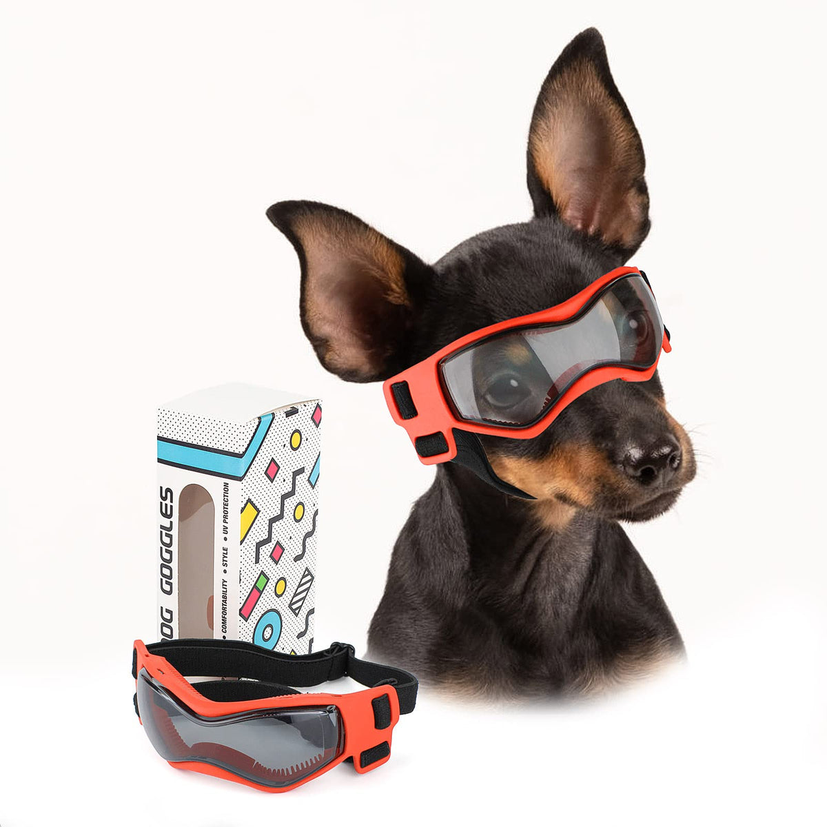Gafas PETLESO para perro pequeño con lentes curvados para buena cobertura