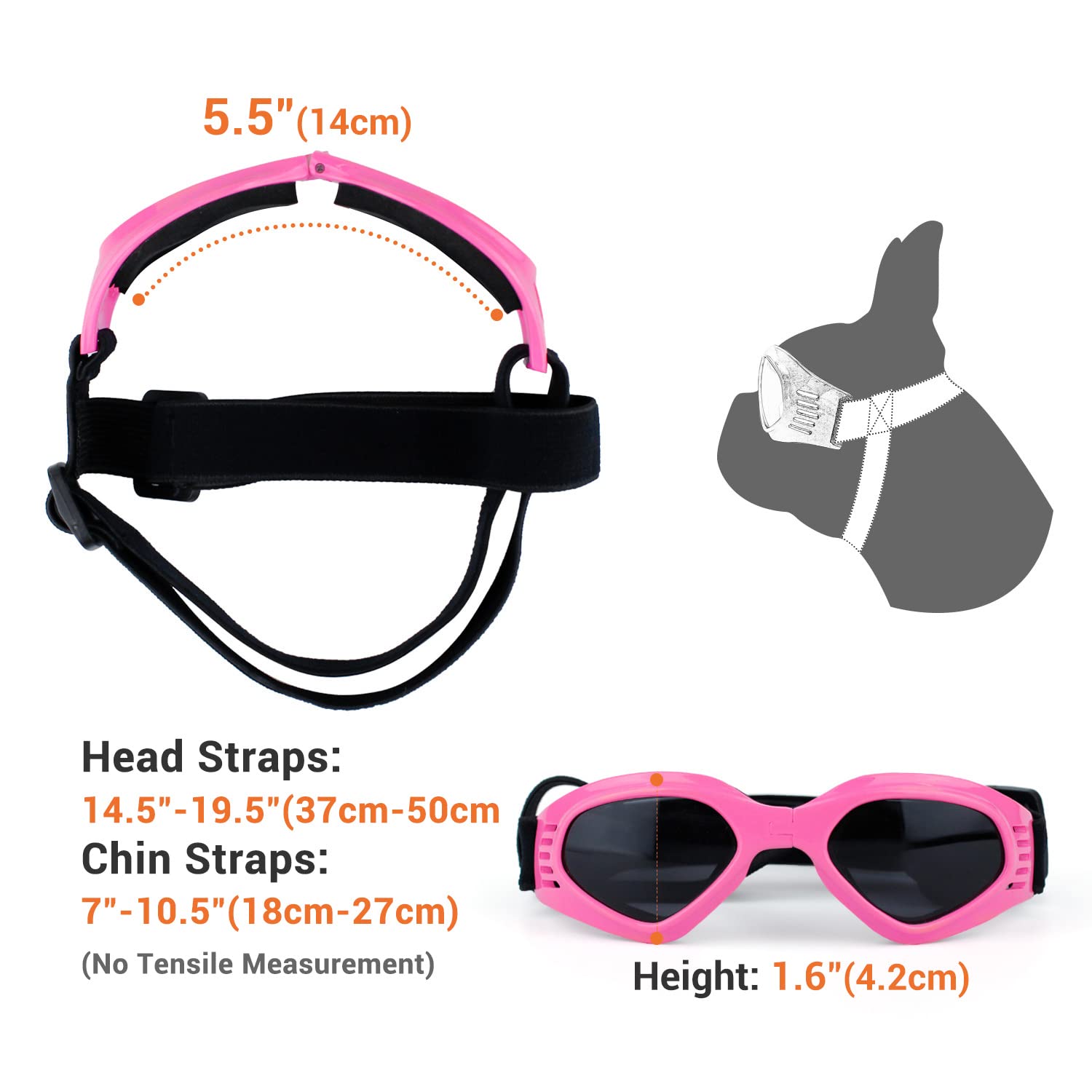 Correa de barbilla ajustable PETLESO mantiene las gafas seguras