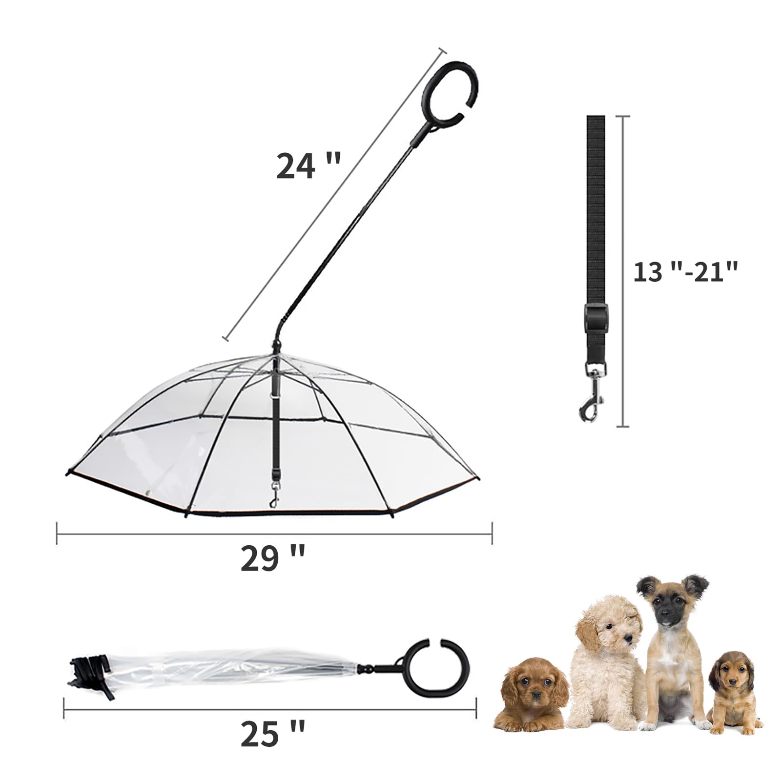 Petleso paraguas para perro pequeño, instalación sencilla para empezar a usar.
