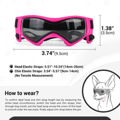 Protección UV ocular con lentes de policarbonato para perros.