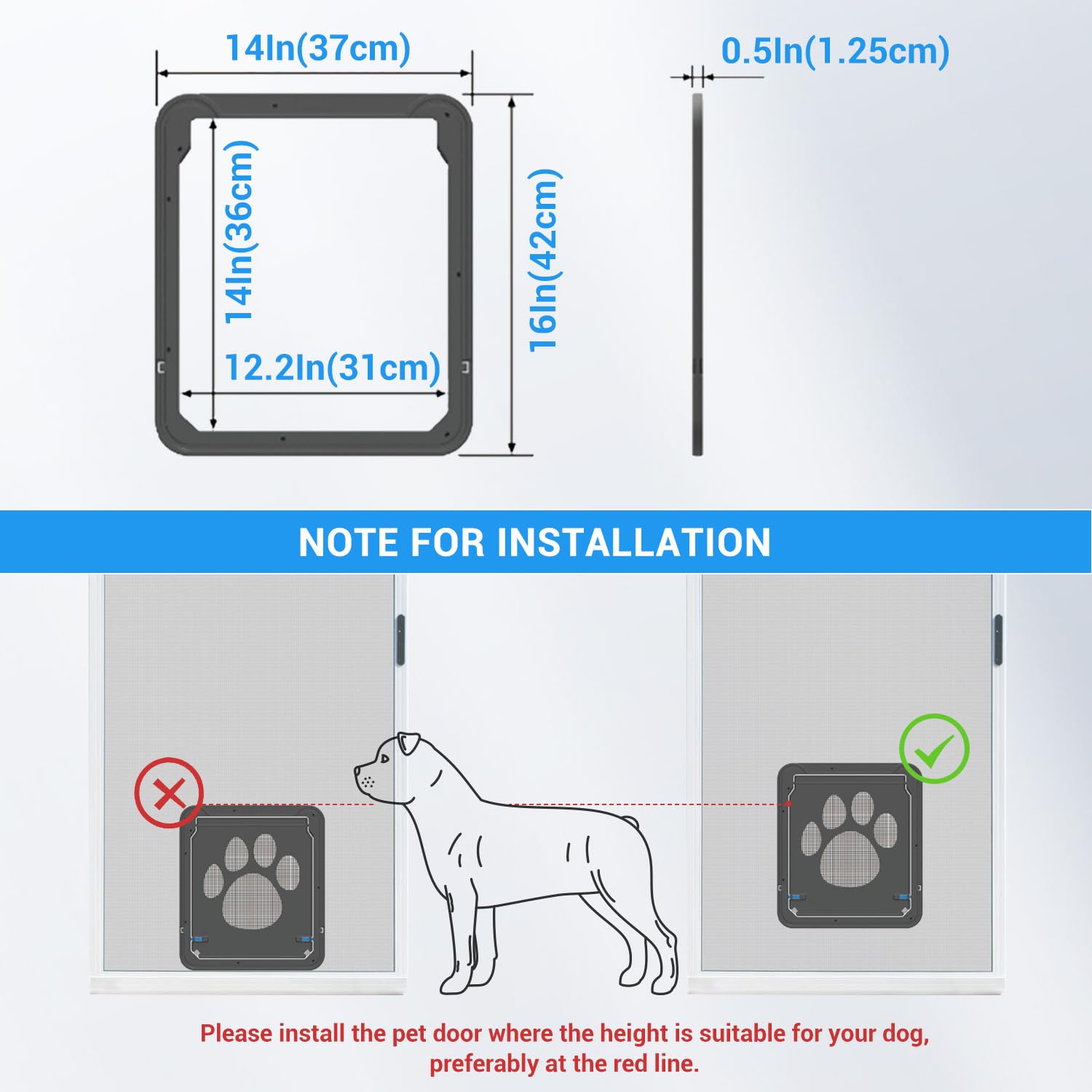 PETLESO apertura interior 12x14 para perros medianos a grandes