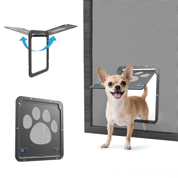 PETLESO puerta para perros pequeños en mosquitera 8x10 facilita acceso independiente.