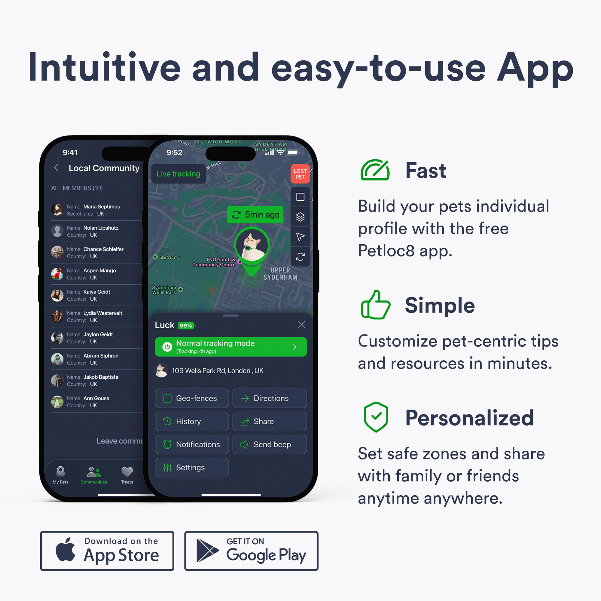 PETLOC8 rastreo en tiempo real vía app para tranquilidad