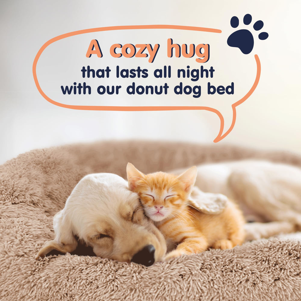 Petloox Donut para perros rosa mediana, diseño redondo que invita al sueño