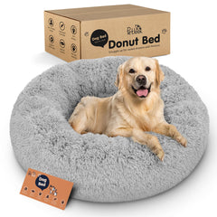 Petloox Cama Donut para Perro gris X-Grande: comodidad envolvente para siestas.