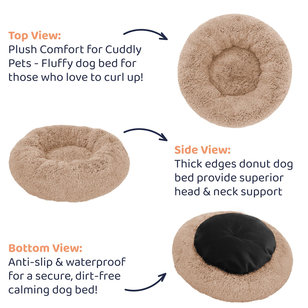 Petloox cama donut materiales durables: limpieza fácil y longevidad.