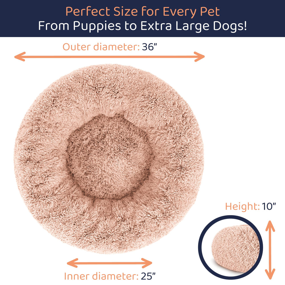 Petloox Donut Bed rosa grande, base antideslizante para mayor estabilidad