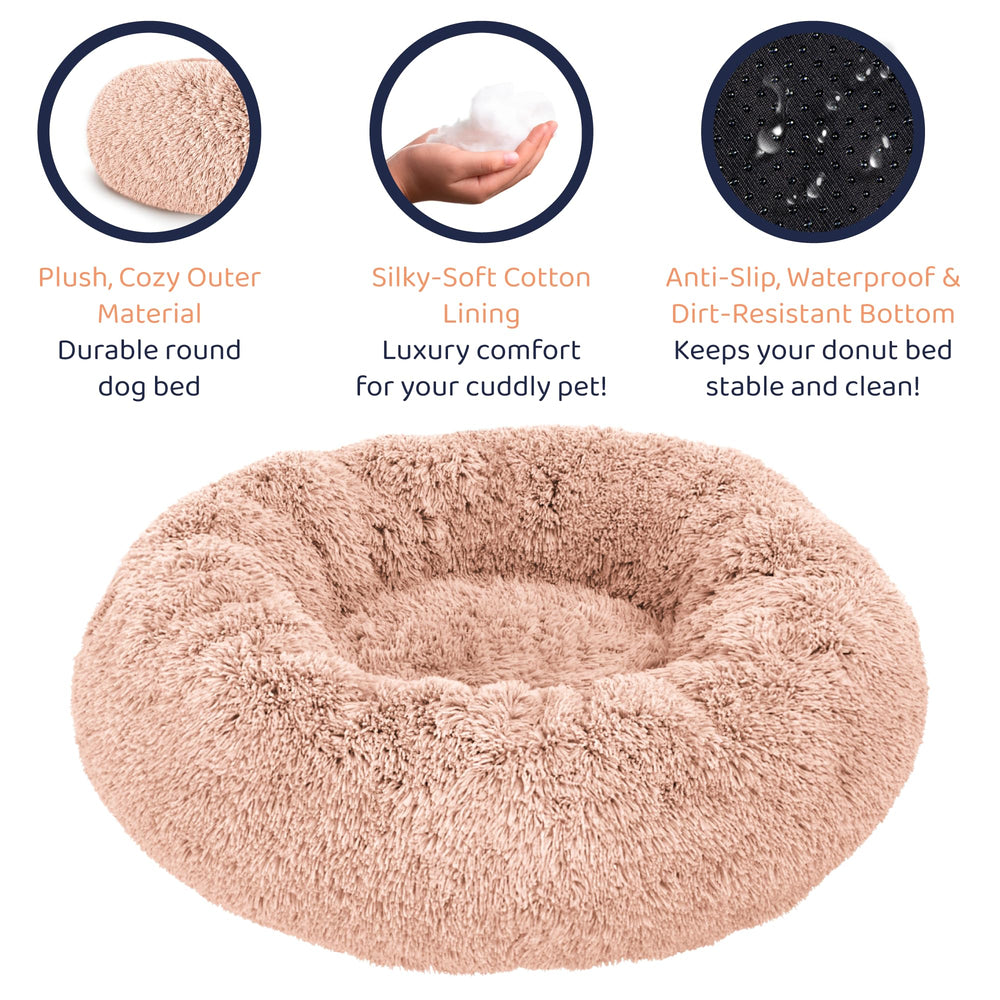 Petloox Donut Bed rosa grande, diseño elegante que complementa el hogar