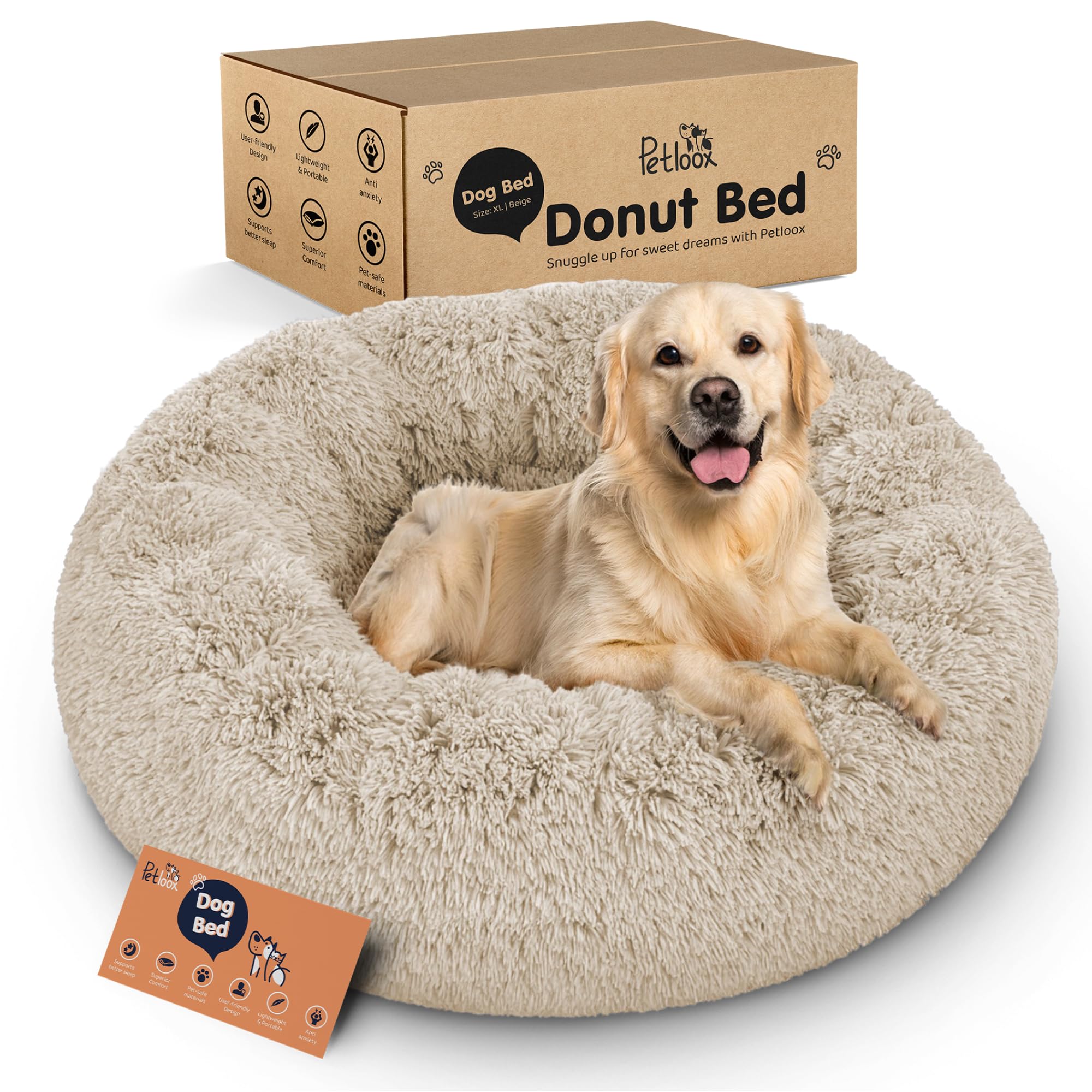 Petloox Donut Cama Perro Redonda Nube para descanso cómodo.