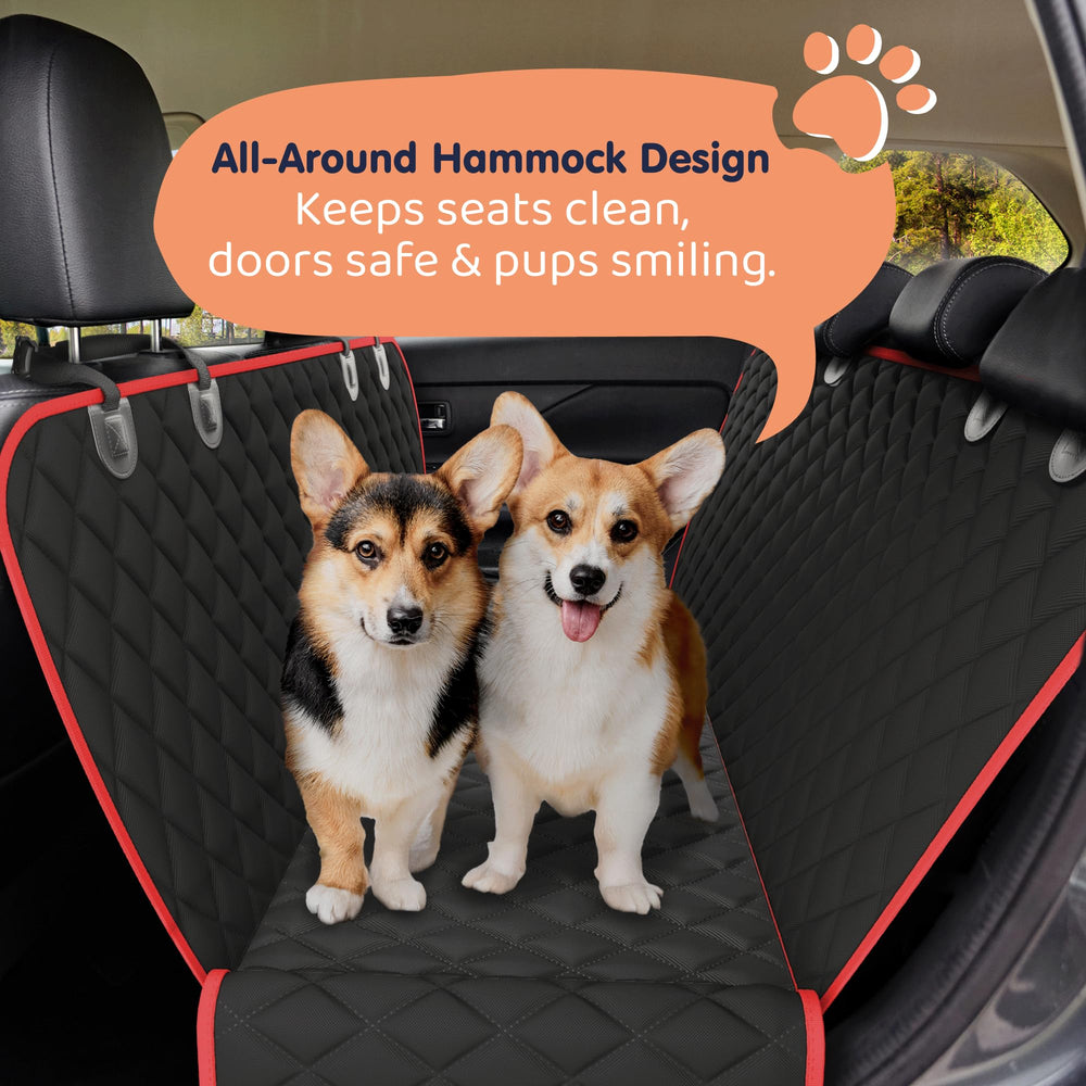 Petloox funda asiento trasero con bolsillos integrados para fácil acceso a premios y juguetes.