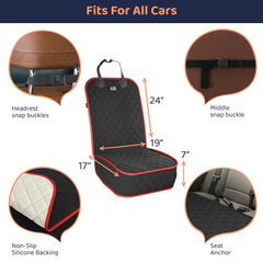 Petloox protector asiento frontal con sujeciones seguras para viajes tranquilos