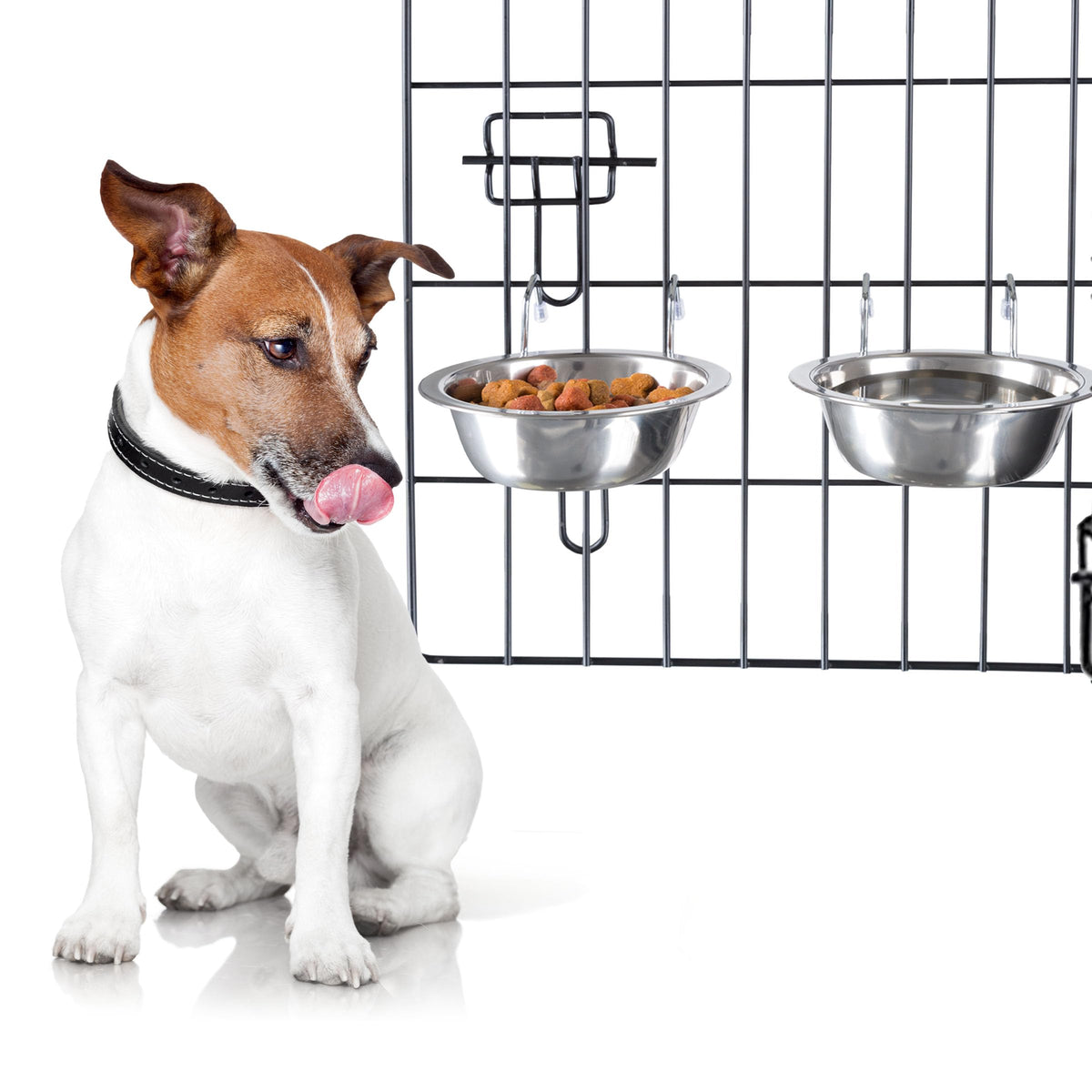PETMAKER tazones para perro en acero inoxidable con soporte colgante para jaula