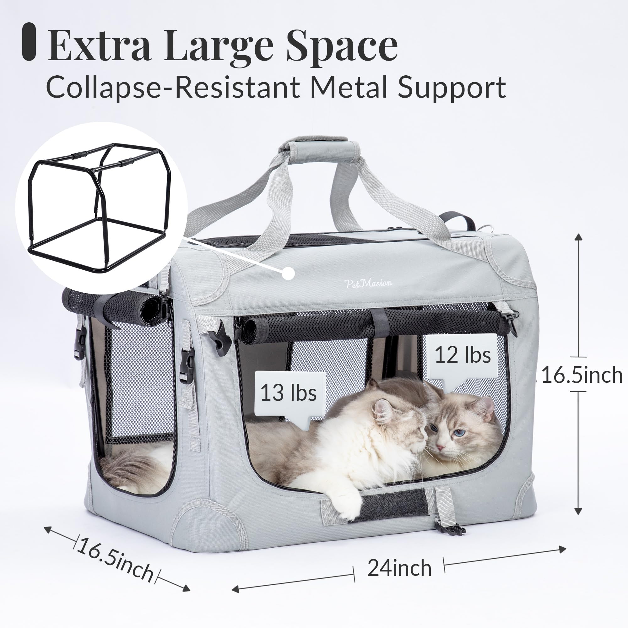 Transportín PetMasion colapsable con tela suave para viajes.