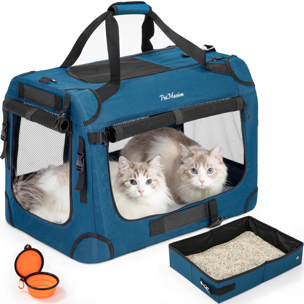 PetMasion transportín XL para dos gatos con interior cómodo y espacioso