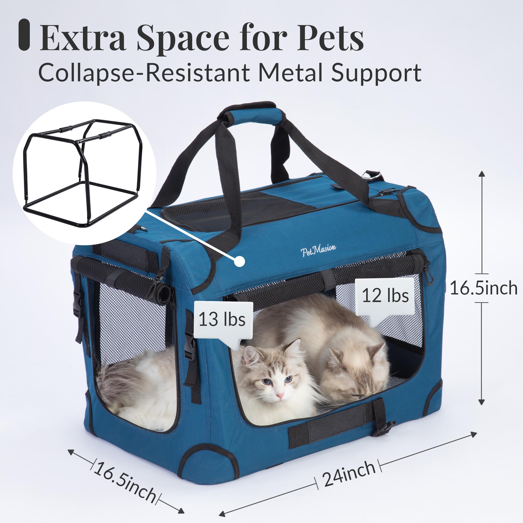 PetMasion transportín XL para gatos en coche con sujeción estable