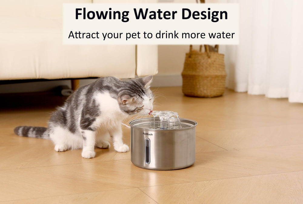 Pet Much muestra la ventana de nivel de agua visible para rellenar a tiempo