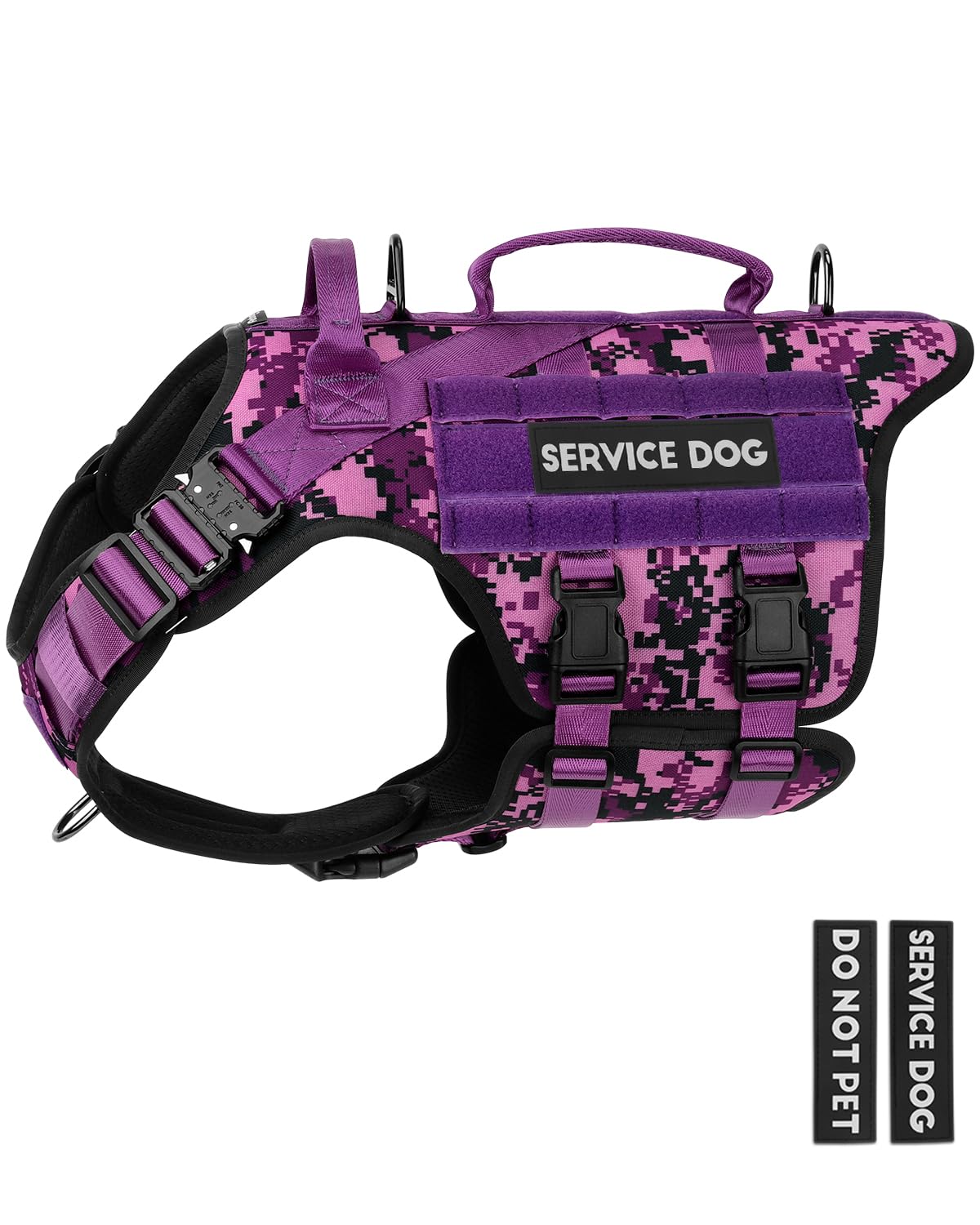 PETNANNY arnés táctico para perro, vista frontal, ajuste cómodo y libre de rozaduras.