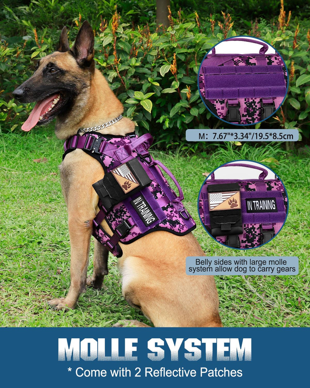 PETNANNY arnés táctico, panel MOLLE para accesorios y parches.
