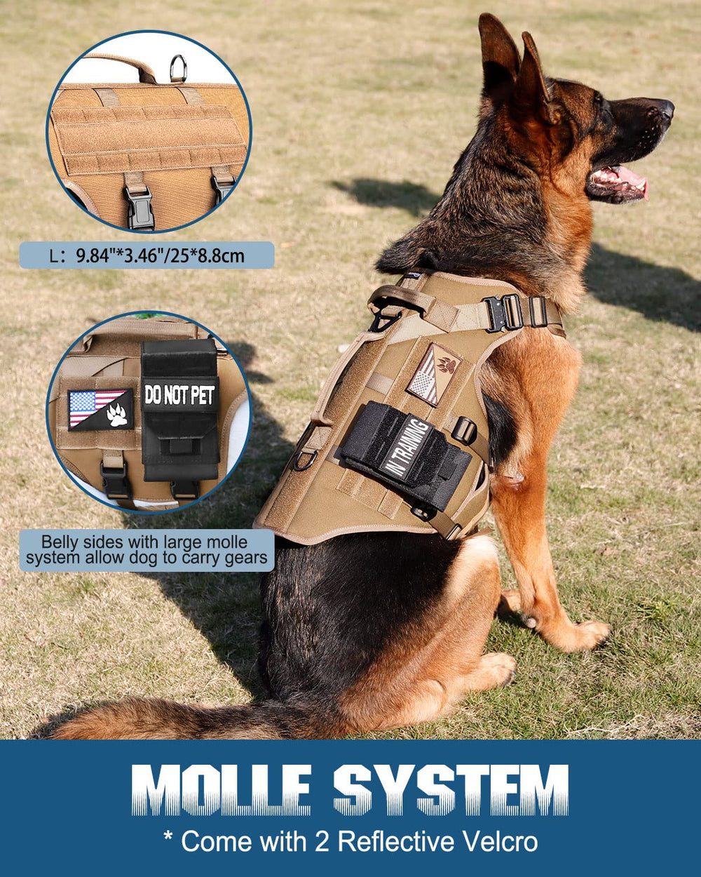 PETNANNY sistema MOLLE y paneles velcro para accesorios.
