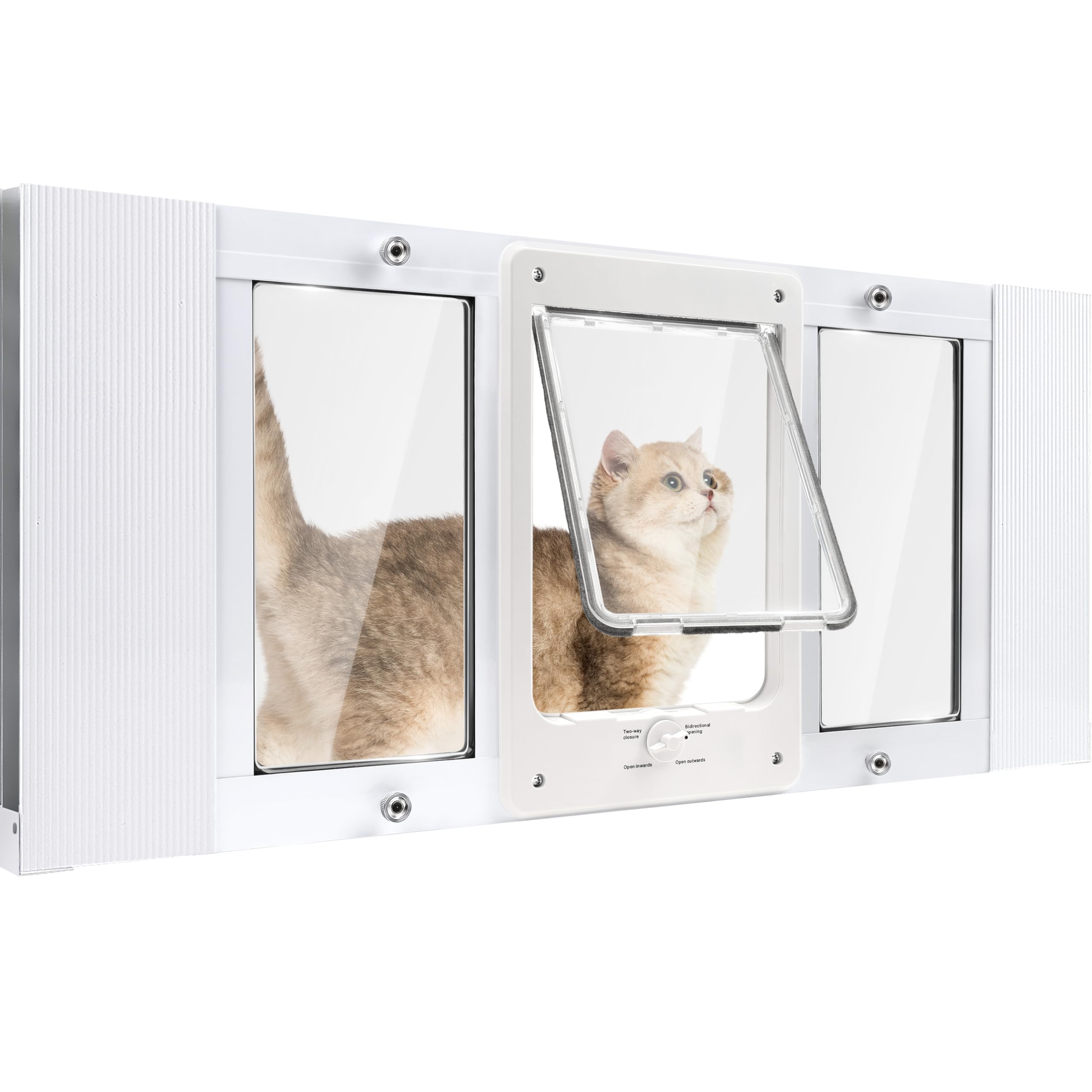Petoasis puerta-ventana para mascotas; acceso cómodo para gatos y perros pequeños.
