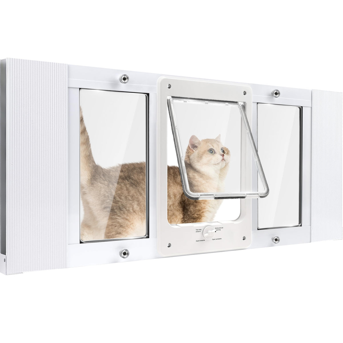 Petoasis puerta-ventana para mascotas; acceso cómodo para gatos y perros pequeños.
