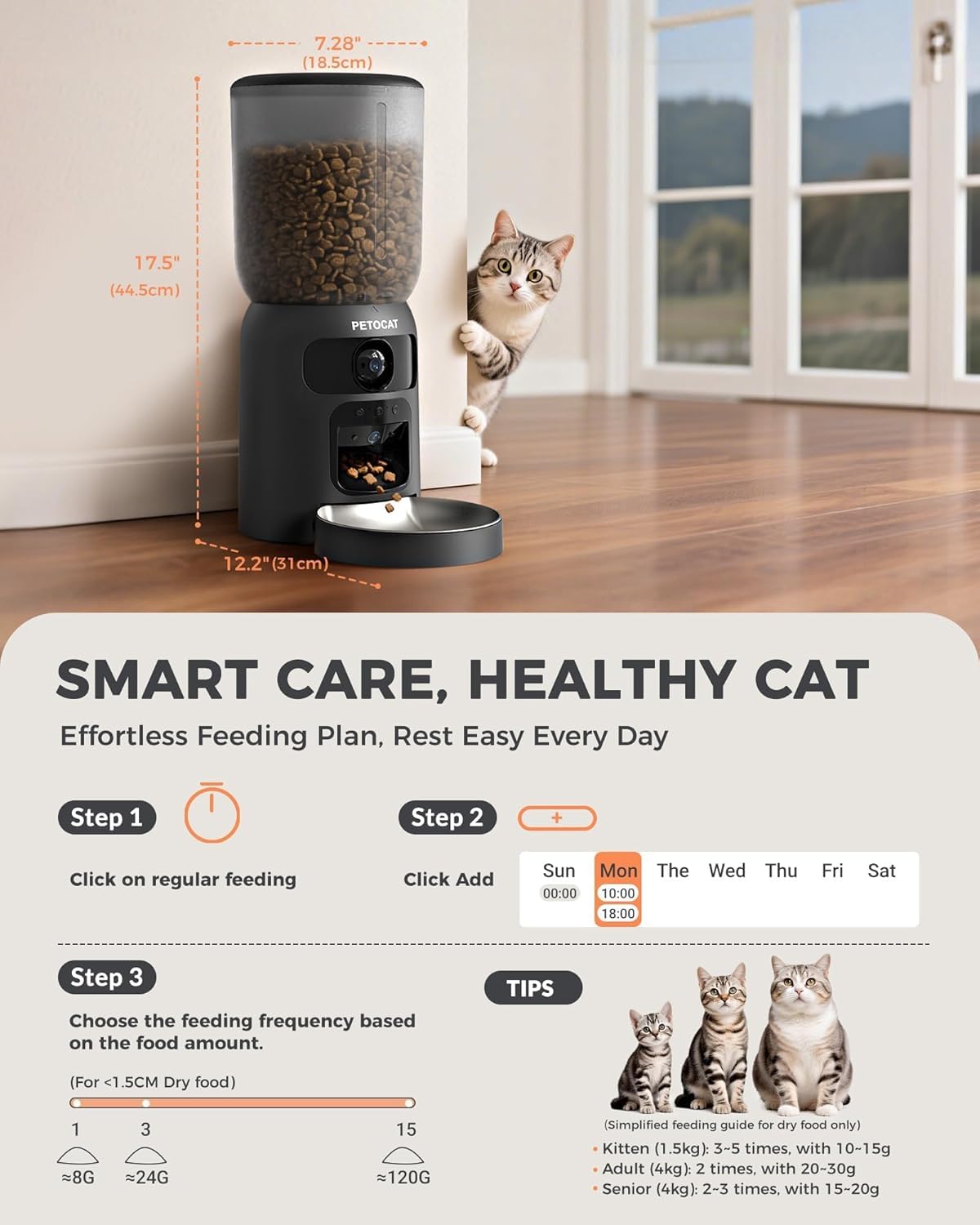 PETOCAT alimentador automático, interfaz de la app para control remoto