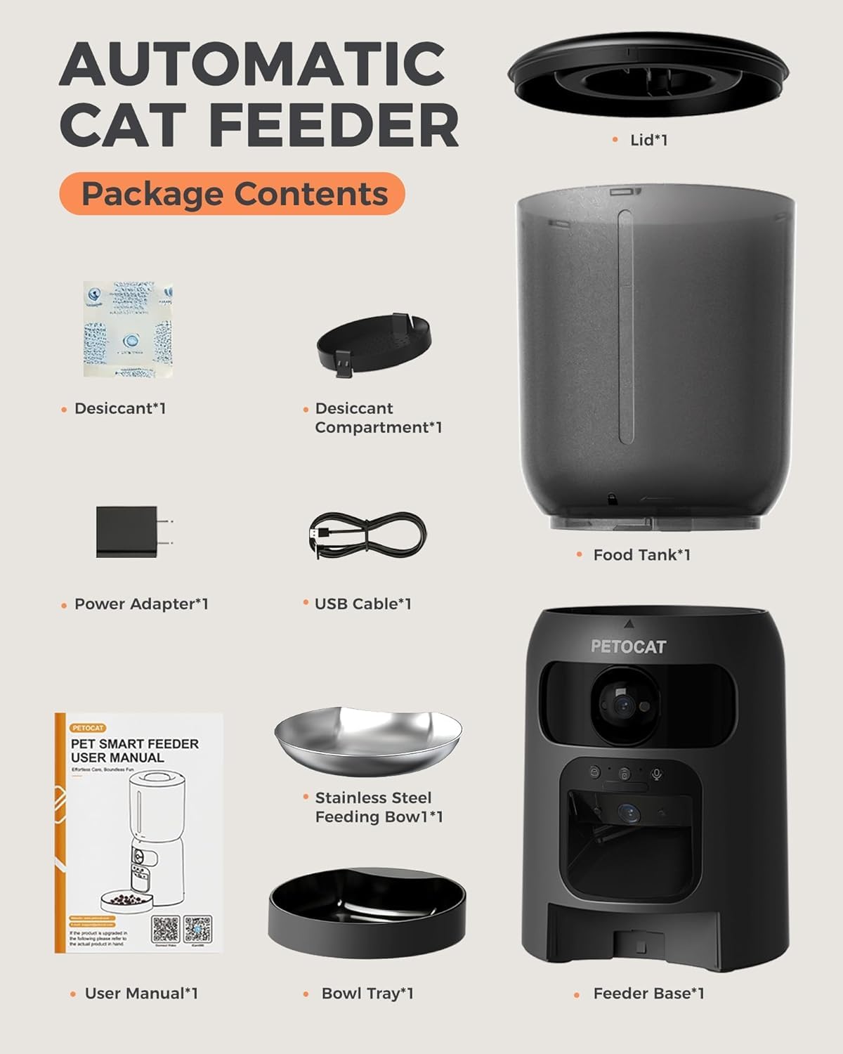 PETOCAT alimentador automático, sello de cuatro capas para frescura