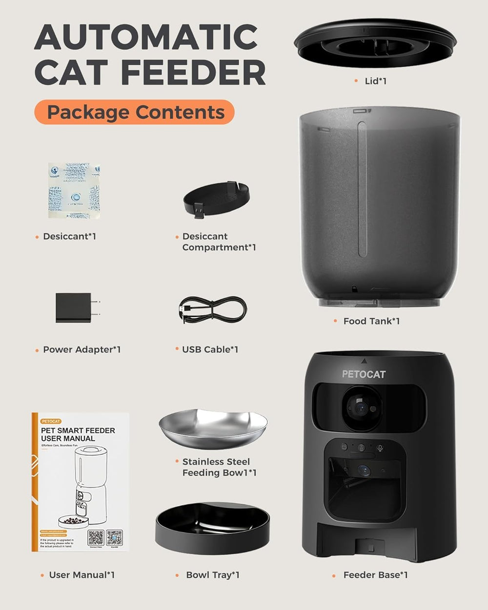 PETOCAT alimentador automático, sello de cuatro capas para frescura