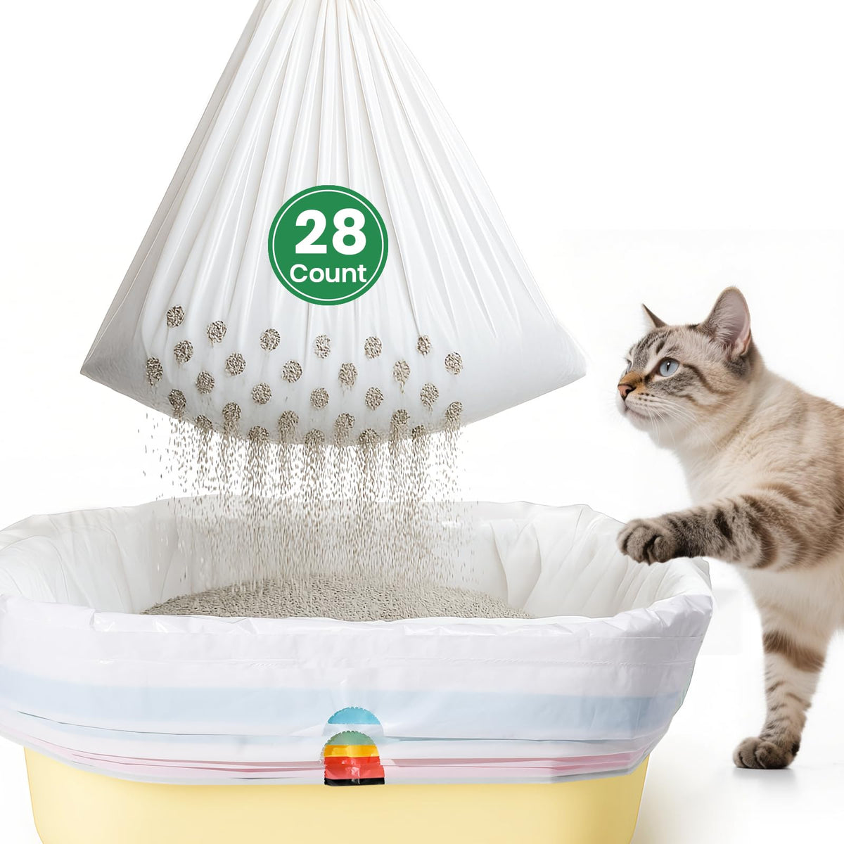 PETOCAT bolsas litter tamizadas con 76 huecos de 1 cm para limpieza eficiente