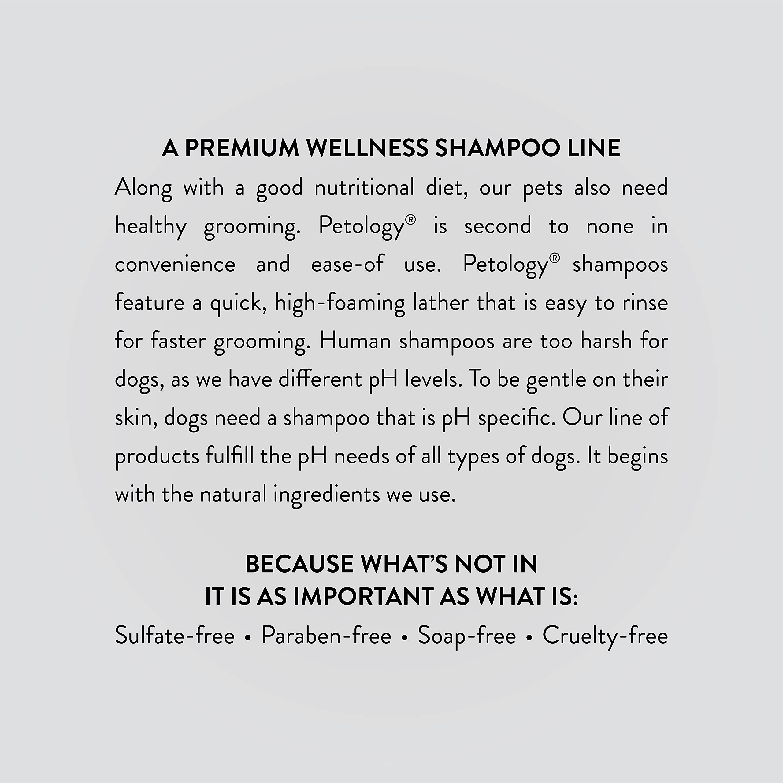 Petology Champú con complejo vitamínico A, B-12, D, E para salud del pelaje.