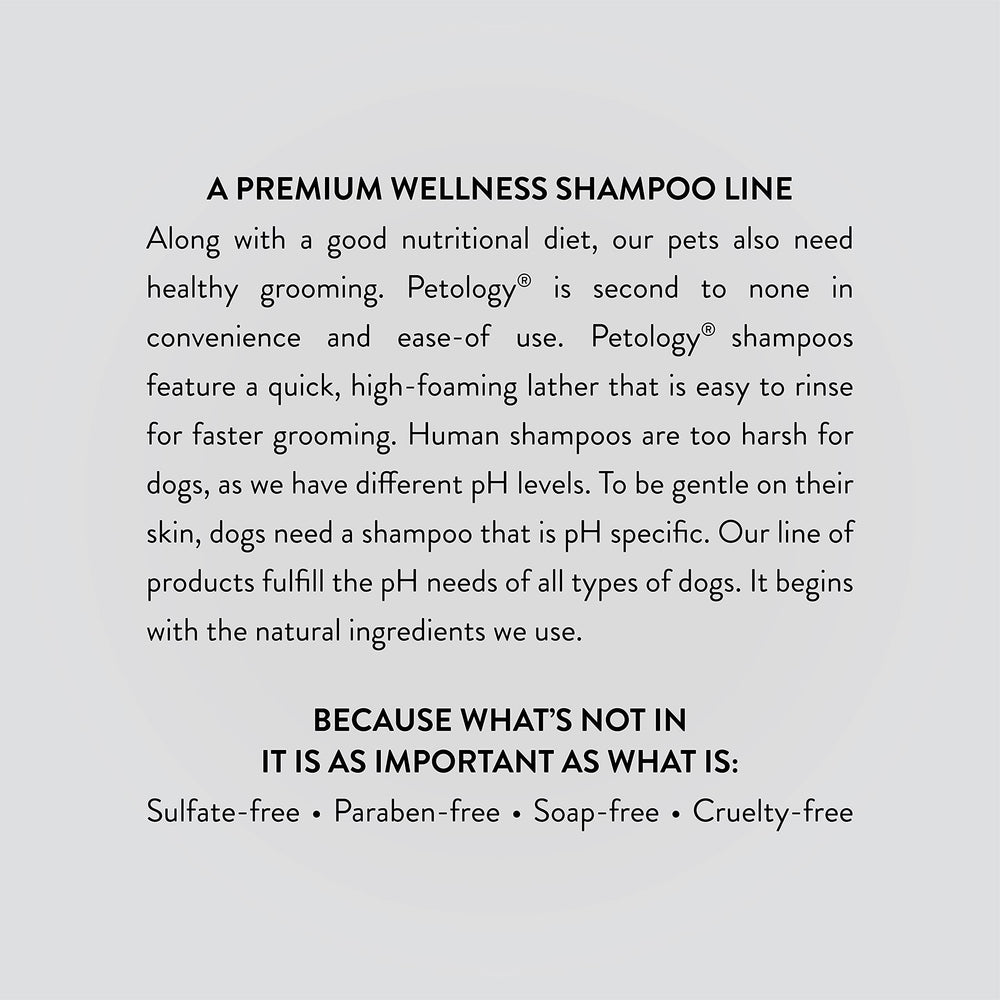 Petology Champú con complejo vitamínico A, B-12, D, E para salud del pelaje.