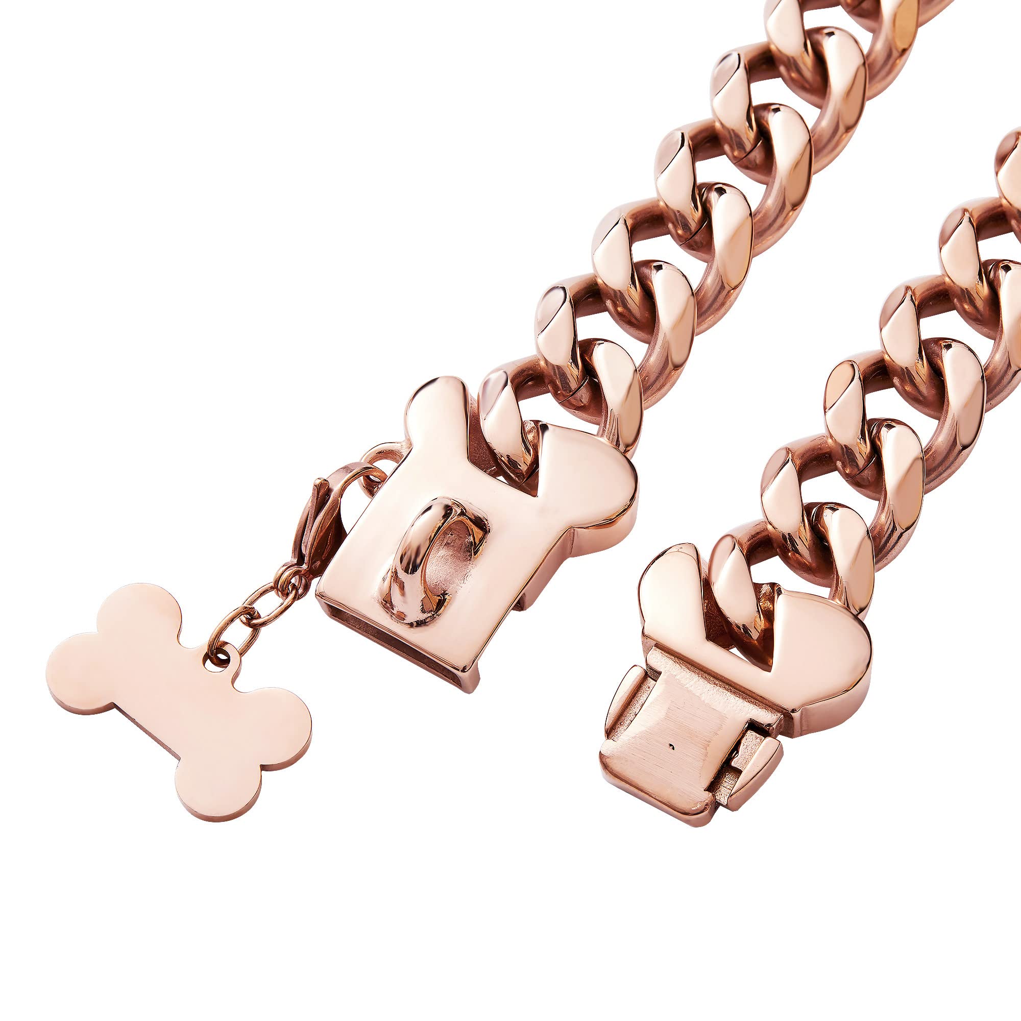Diseño lujoso rosado-oro en collar cubano Petoo para perros.